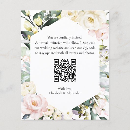 Boho Floral Trouwfoto QR-code De datums opslaan (Achterkant)