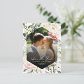 Boho Floral Trouwfoto QR-code De datums opslaan Briefkaart (Staand voorkant)