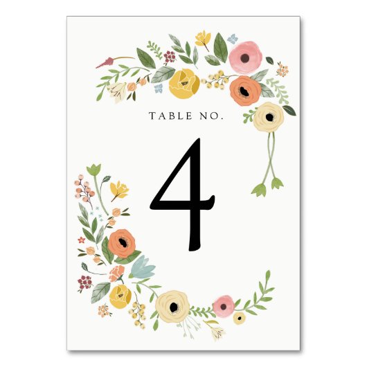  Boho Floral Trouwtafel nummer Kaart (Achterkant)