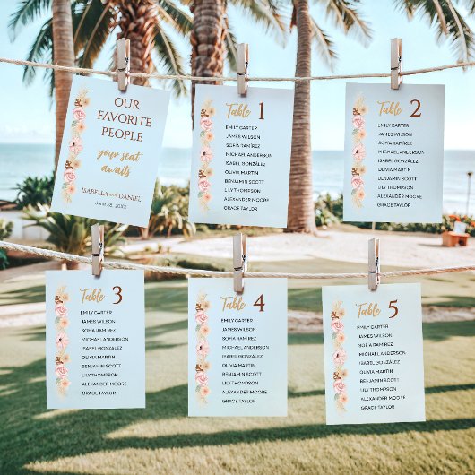 Boho Floral Trouwtafel Teken Gast Zitting Grafiek Programmakaart