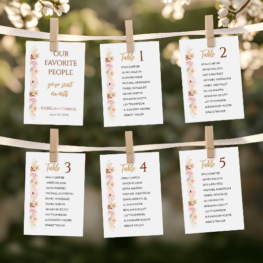 Boho Floral Trouwtafel Teken Gast Zitting Grafiek Programmakaart