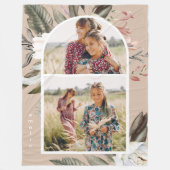 Boho Floral Twee Fotoboog gepersonaliseerd Fleece Deken (Voorkant)