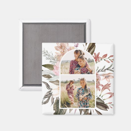 Boho Floral Two Photo Magnet (Voorkant / Achterkant)