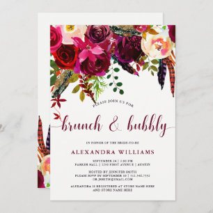 Boho Floral Uitnodiging voor Brunch en Bubble