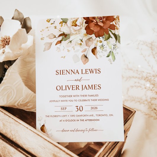 Boho Floral Verbrand Sinaasappel Terracotta bruilo Kaart