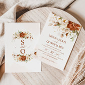 Boho Floral Verbrand Sinaasappel Terracotta bruilo Kaart