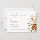 Boho Floral Verbrand Sinaasappel Terracotta bruilo RSVP Kaartje (Voorkant)