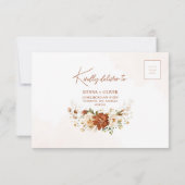 Boho Floral Verbrand Sinaasappel Terracotta bruilo RSVP Kaartje (Achterkant)