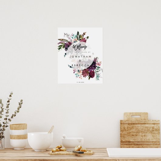 boho floral vether bruiloft welkomstteken poster (Keuken)
