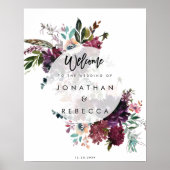 boho floral vether bruiloft welkomstteken poster (Voorkant)