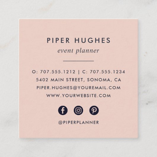 Boho Floral Vierkante Visitekaartje (Achterkant)