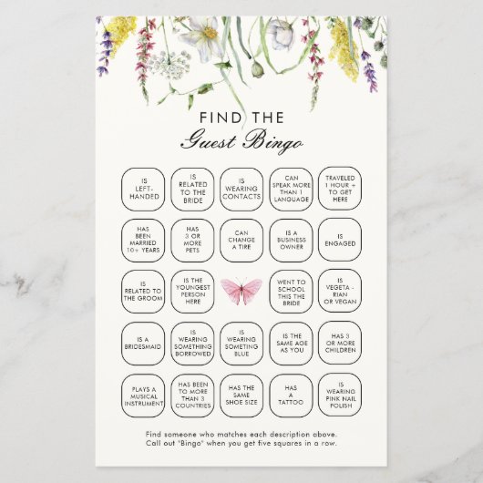  Boho Floral Vind het gast Bingo spel (Voorkant)
