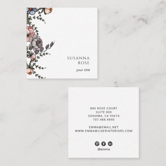 Boho Floral Vines Visitekaartje (Voorkant / Achterkant)