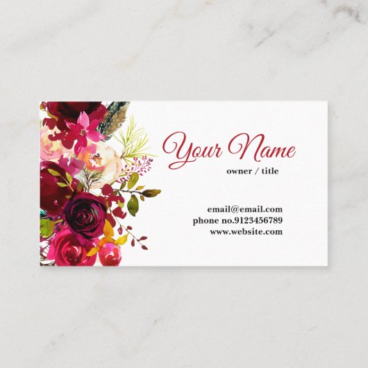 boho floral visitekaartje (Achterkant)