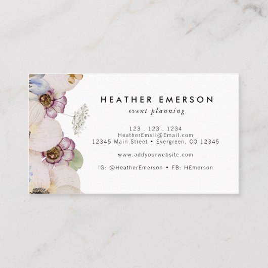 Boho Floral Visitekaartje (Achterkant)