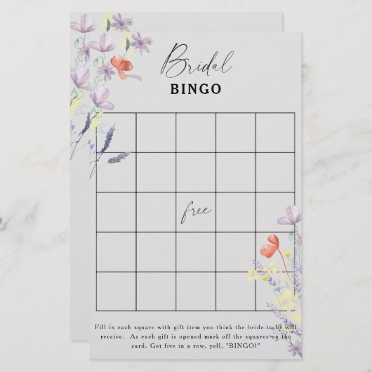 Boho Floral vrijgezellenfeest bingo (Voorkant / Achterkant)