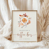 Boho Floral Vrijgezellenfeest Coffee Bar Sign Poster