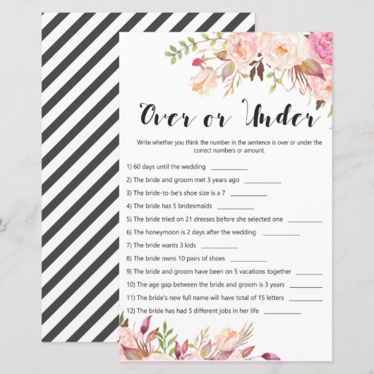 Boho Floral Vrijgezellenfeest Game - Over of onder (Voorkant / Achterkant)
