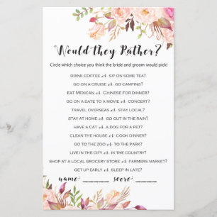 Boho Floral Vrijgezellenfeest Game - Zouden ze nie