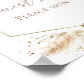 Boho Floral Vrijgezellenfeest Gastenboek teken Poster (Hoek)