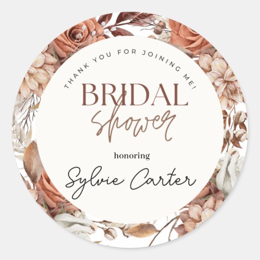 Boho Floral Vrijgezellenfeest Hartelijk dank Ronde Sticker (Voorkant)