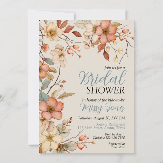 Boho Floral Vrijgezellenfeest Kaart (Voorkant)