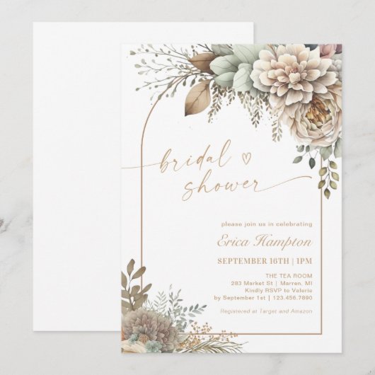 Boho Floral Vrijgezellenfeest Kaart (Voorkant / Achterkant)