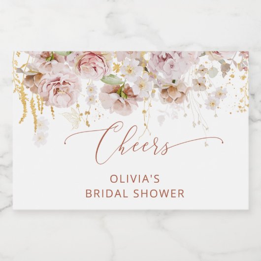 Boho floral vrijgezellenfeest Mousserende Wijn lab Sparkling Wijnetiket (Enkel label)