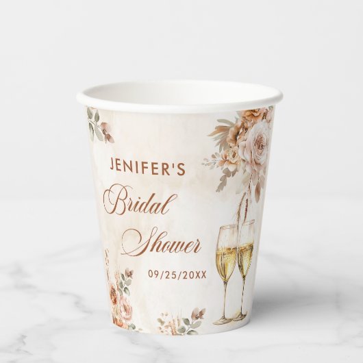 Boho Floral Vrijgezellenfeest Papieren Bekers (Voorkant)