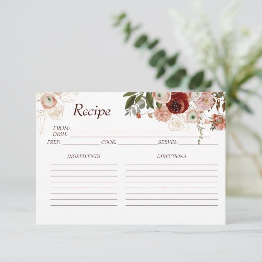 Boho Floral Vrijgezellenfeest Recipe Kaart (Staand voorkant)