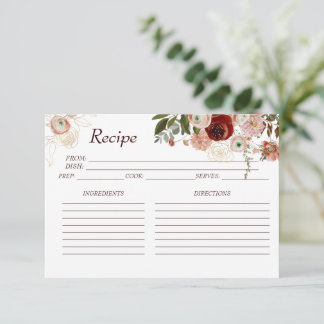 Boho Floral Vrijgezellenfeest Recipe Kaart