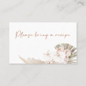 Boho Floral Vrijgezellenfeest Recipe Request Kaart Visitekaartje (Achterkant)