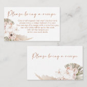 Boho Floral Vrijgezellenfeest Recipe Request Kaart Visitekaartje (Voorkant / Achterkant)