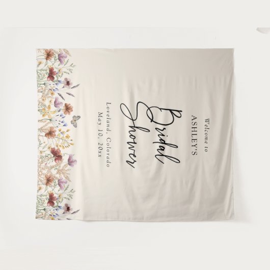 Boho Floral Vrijgezellenfeest Wandkleed (Voorkant (horizontaal))