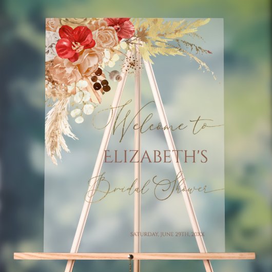 Boho Floral Vrijgezellenfeest Welkom Acryl Teken Acryl Bord (Neutraal)