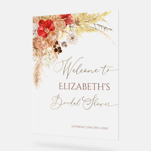 Boho Floral Vrijgezellenfeest Welkom Acryl Teken Acryl Bord (Hoek)