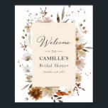 Boho Floral Vrijgezellenfeest Welkom Poster<br><div class="desc">Boho Floral Theme Vrijgezellenfeest Welkom Sign Poster. Letteren is bewerkbaar - klik op de knop "Verdere aanpassing aanpassen" om deze te bewerken. Overeenkomende objecten in ons ontwerp van Cava-partij in winkel</div>