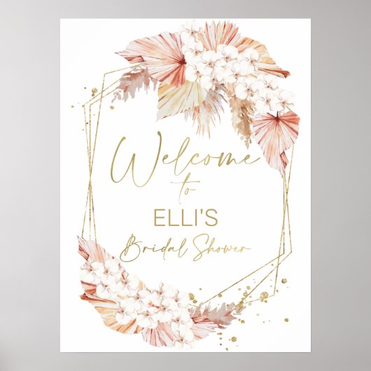 Boho Floral Vrijgezellenfeest Welkomstteken Poster (Voorkant)