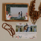 Boho Floral Vrolijk en Getrouwd Vier Foto Kerstmis Feestdagenkaart