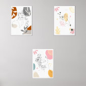 Boho Floral Vrouw Abstracte Lijn Kunst Muurkunst Sets (Voorkant)