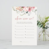 Boho Floral waar waren we Vrijgezellenfeest spel (Staand voorkant)