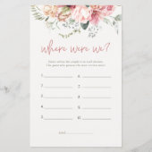 Boho Floral waar waren we Vrijgezellenfeest spel (Voorkant)