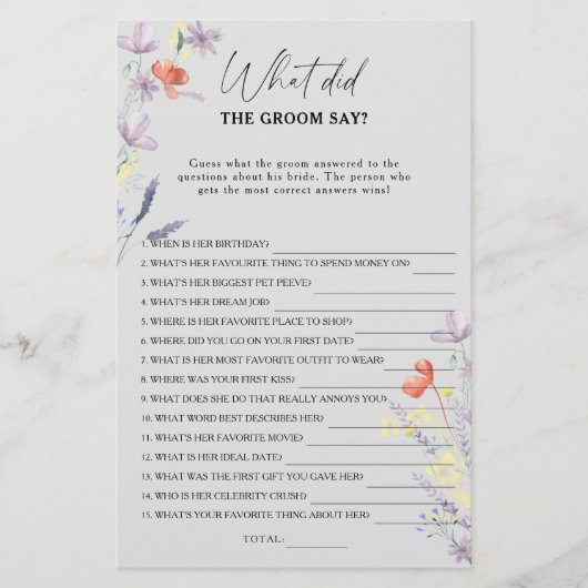 Boho Floral Wat zei de bruidegom tegen het bruidss (Voorkant)