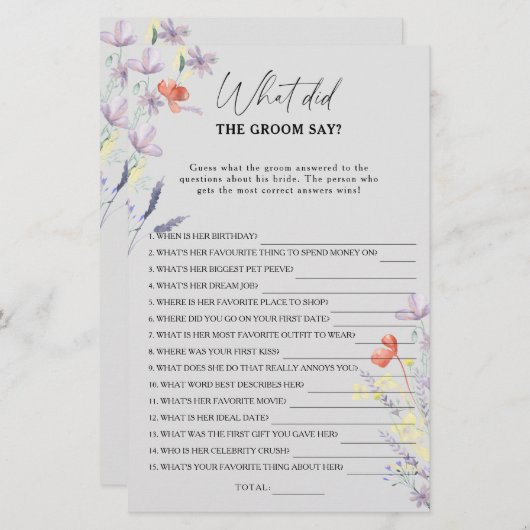 Boho Floral Wat zei de bruidegom tegen het bruidss (Voorkant / Achterkant)