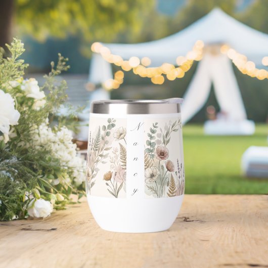 Boho Floral Water Bottle – Personalized Gift (Huwelijk)