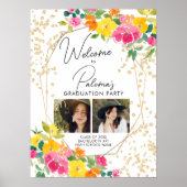 Boho Floral Waterverf 2 foto Afstuderen Welkom Poster (Voorkant)