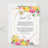 Boho Floral Waterverf Afstuderen Gouden Foto Bedankkaart (Voorkant)