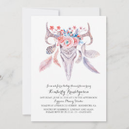 Boho Floral Waterverf Baby shower Kaart