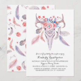 Boho Floral Waterverf Baby shower Kaart
