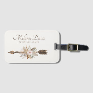 Boho Floral Waterverf Bagagelabel – Rustic Antler